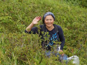Mary-Pete-Unalaska Photo of Mary Pete picking berries in Unalaska